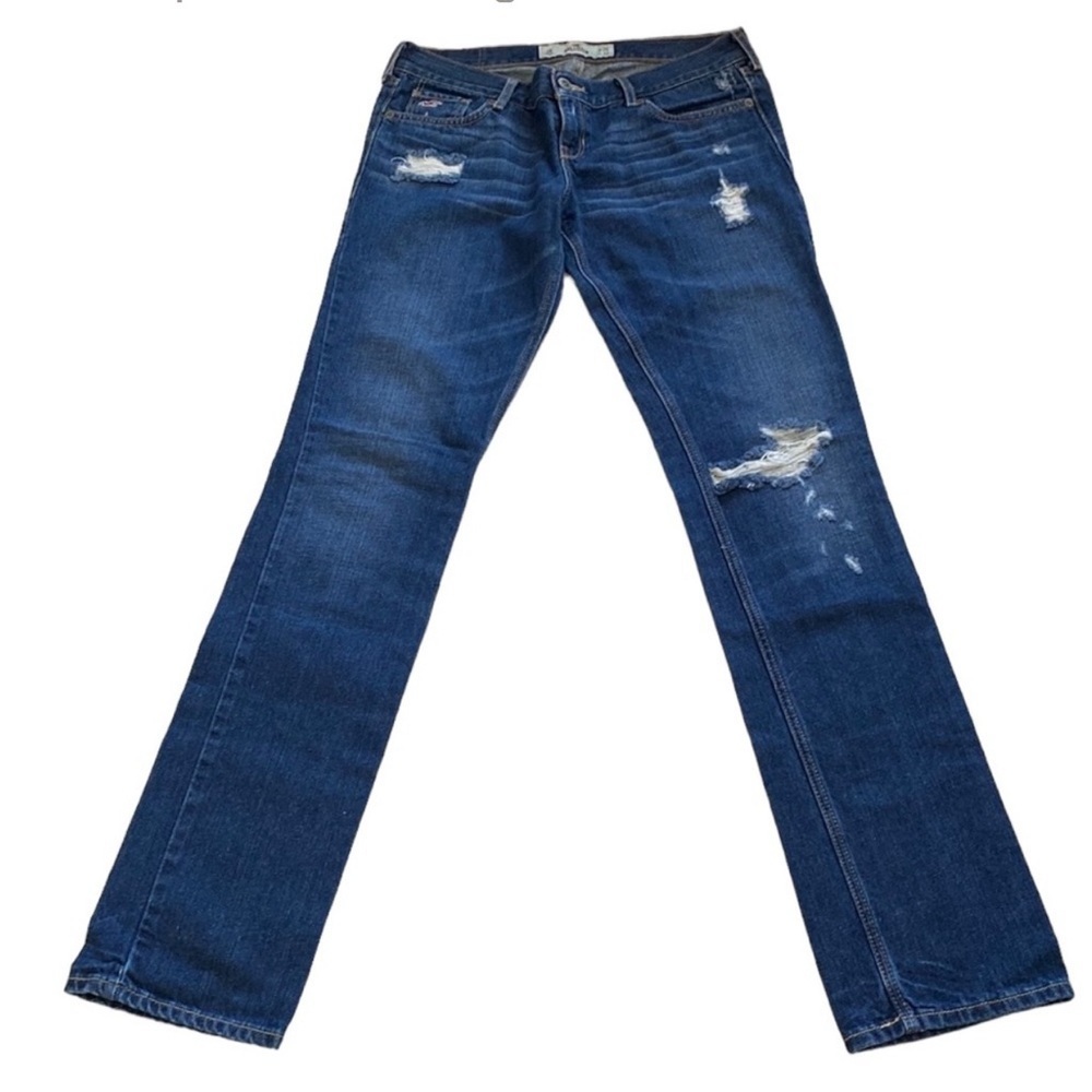 HOLLISTER Blue Denim Jeans Sz 3R W28/ L35 Cotton 5 Pockets Distress Machine Wash